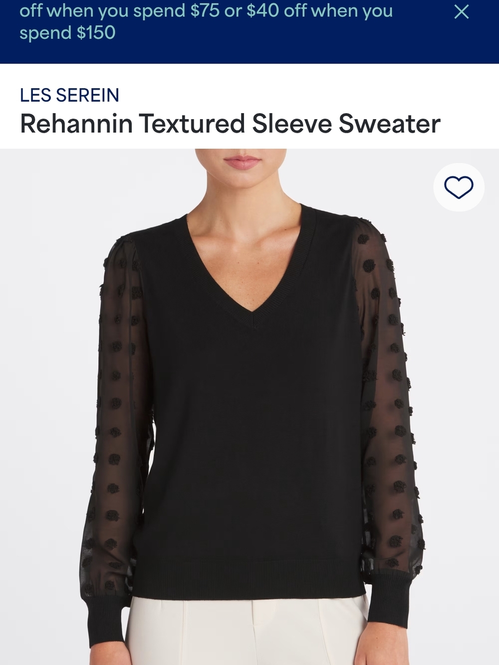LES SEREIN Rehannin Textured Sleeve Sweater - Black